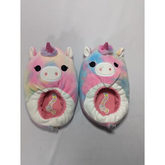 Girls Size 4-5 Kelly Toy Squishmallow Slippers Esmerelda Rainbow Unicorn - Picture 1 of 5